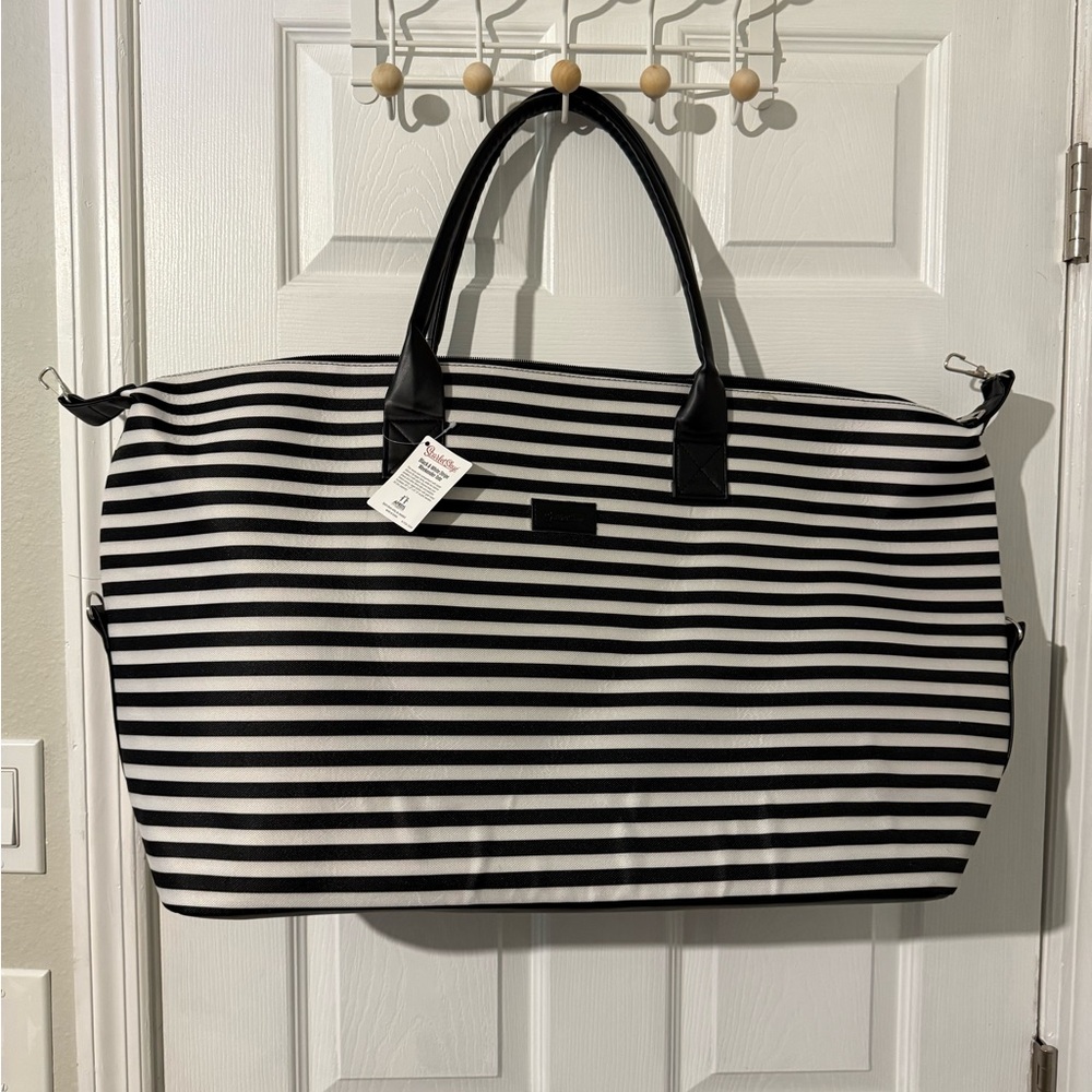 WeekenderBlack and White Extra Large Striped Women's Bag